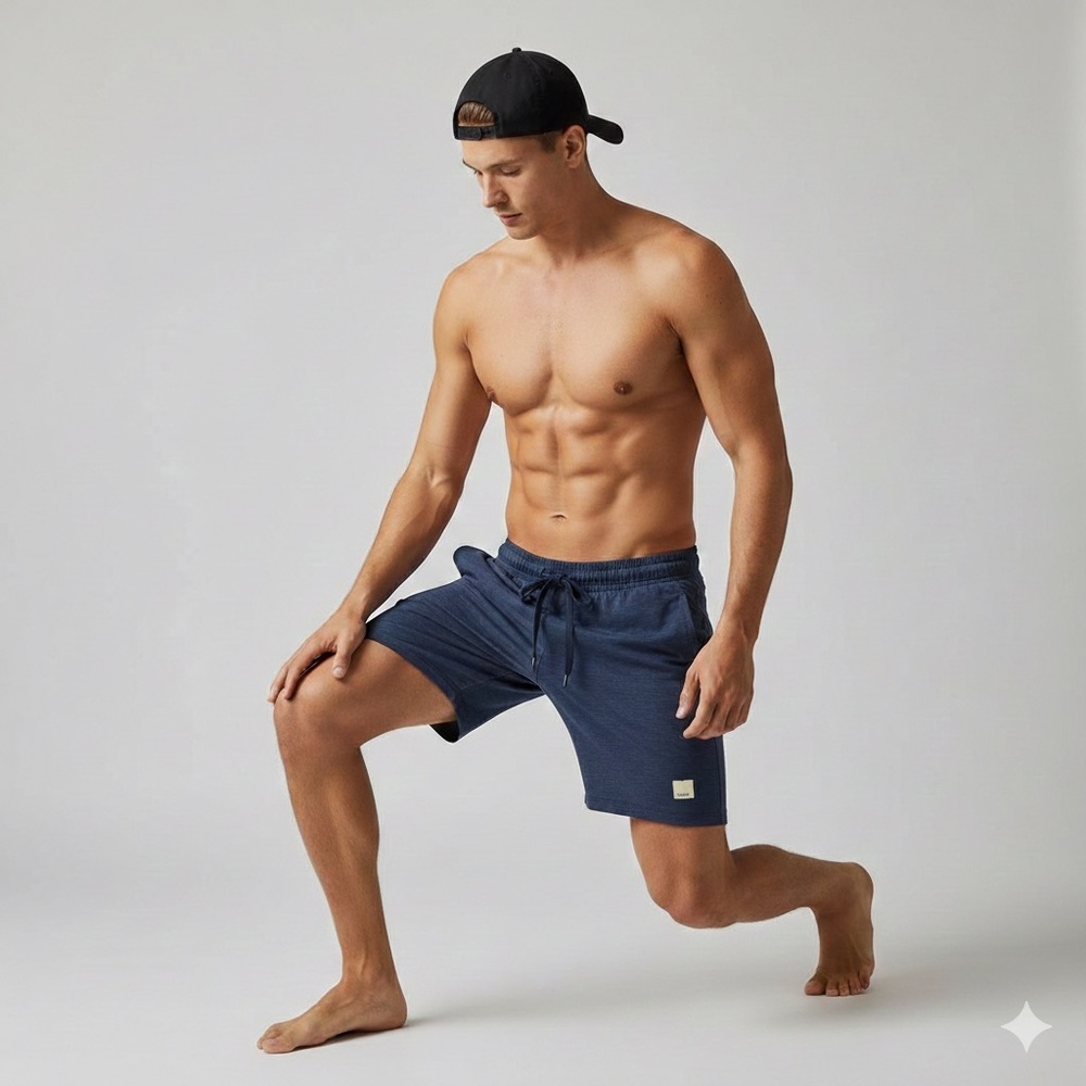Vuori Men's Ponto Performance Shorts Navy Blue Ink Heather - Size XS